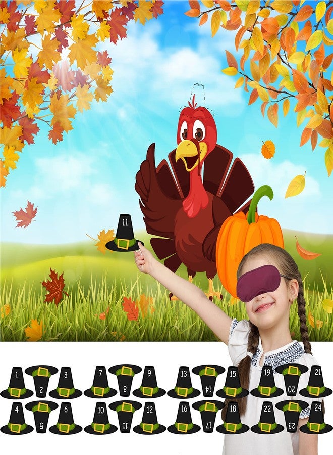 HRENCY Pin The Hat on The Turkey Game - Thanksgiving Party Games for Kids and Fall Festival Activities - Turkey Party Supplies - Image 1